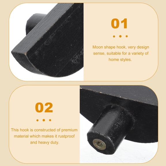 FOMIYES 5Pcs Heavy Duty Black Wooden Wall Mounted Hooks for Clothes Kitchen and Bathroom