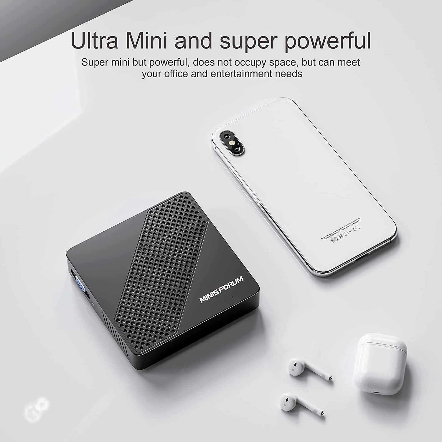 MINISFORUM N40 Mini PC Fanless Silent Desktop Computer 4GB RAM, 64GB eMMC Micro PC, Celeron N4020 up to 2.8GHz, 1000M LAN, HDMI&VGA, Support Auto Power On Mini Computer