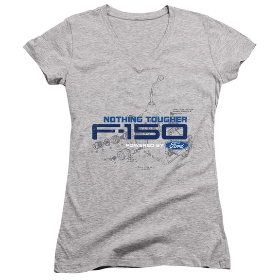 Ford Trucks Engine Schematic Junior Women's V-Neck T-Shirt Athletic Heather