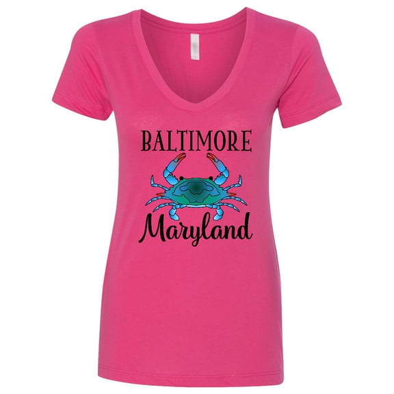 Inktastic Baltimore Maryland Vacation Blue Crab Women's V-Neck T-Shirt