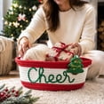 thumbnail image 5 of Christmas Cotton Rope Storage Basket Decorative Woven Basket with Embroidered Holiday Xmas Gift Basket for Gifts Candy Toy Home Table Decor, for Shelf, Desk and Bathroom Storage, Style C, 5 of 7