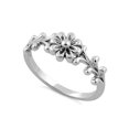 thumbnail image 1 of 925 Sterling Silver Oxidized Platinum Plated Flower Oxidized Women Ring, 1 of 2