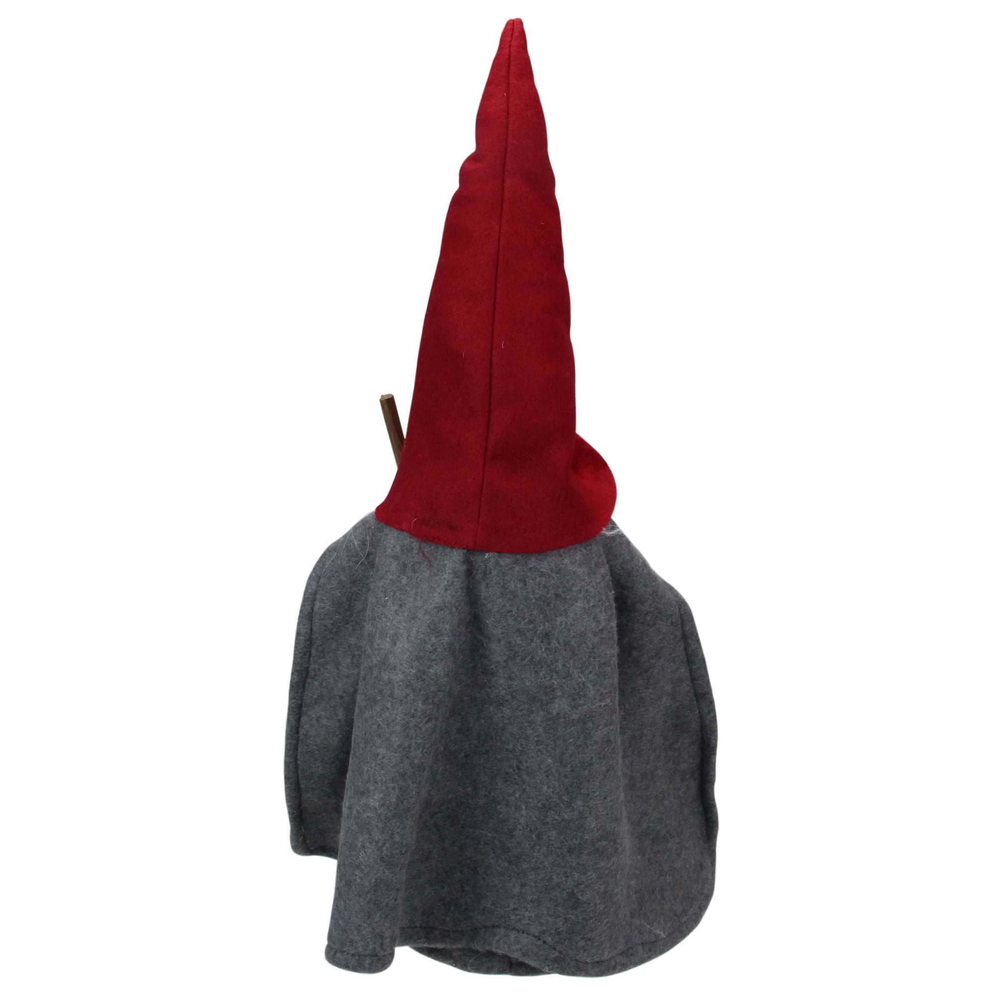 18" Standing Big Nose Gnome in Grey Red Holding a Stick