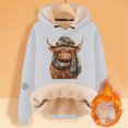 thumbnail image 2 of IWRICH Valentine's Day Hoodies for Women Cow with Scarf Printed Hooded Sweatshirts Fleece Sherpa Lined Pullover Tops GY1 XL, 2 of 3