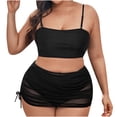 thumbnail image 2 of Augper Women Sexy Solid With Chest Pad without Underwire Oversize Three-piece Mesh Bag Hip Skirt Bikini Swimsuit, 2 of 9