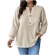 thumbnail image 1 of Mujeres Manga Larga Tops Casual Botón de Color Sólido Cuello en V Suéter Blusa de Moda para Primavera Verano, 1 of 7