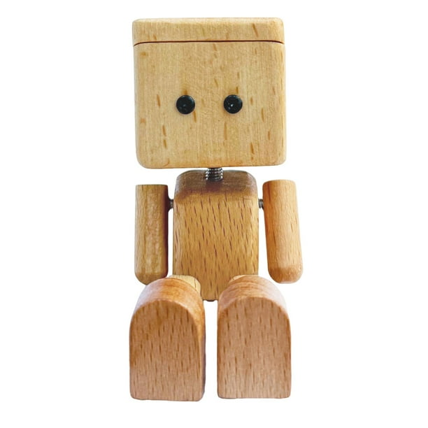 Adorno de tablero de coche: muñeco con pies que se mueven, figura de madera multiusos Haya con tapa