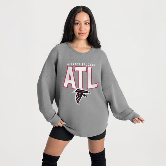 Women's Gameday Couture Gray Atlanta Falcons Oversized Pure Motion Corded Sweatshirt