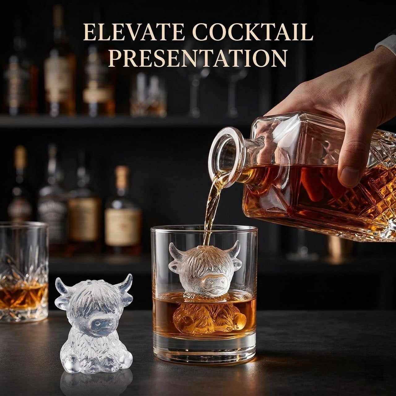3D Highland Cow Ice Cube Mold Tray - Silicone Mini Cow Chocolate Cocoa Molds - Cute Animal Ice Cube Maker Accessories