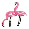 thumbnail image 1 of ID 1620B Pink Flamingos Patch Pair Tropical Birds Embroidered Iron On Applique, 1 of 1