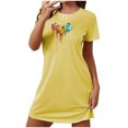 thumbnail image 2 of Drppepioner Nuisette Courte Surdimensionnée pour Femme, Mode, Imprimé sur la Poitrine, Robe de Nuit à Manches Courtes, Chemise de Nuit à Manches Courtes, Nuisette Décontractée Jaune, 2 of 7