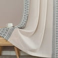 thumbnail image 4 of Lazzzy Linen Curtains Bordered Embroidery Boho Curtains for Living Room Bedroom 63 inch Light Filtering Window Drapes Grommet 2 Panels Blue on Beige, 4 of 7
