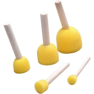 20pcs Round Sponges Brush Set Stencil Sponge Brushes Diy Painting Sponges  Children Drawing Craft Brushes With Wood Handle
