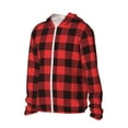 thumbnail image 3 of Goofa Buffalo Plaid Red Black Printed Women's UPF 50+ Sun Protection Hoodie Jacket Lightweight Long Sleeve Sun Shirt for Women with Pocket Hiking Outdoor-Small, 3 of 9