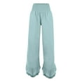 thumbnail image 6 of BLOCLOALO Baggy Pants Linen Pants Summer Women's Linen Pants Fashionable Double Layer High Waisted Wide Leg Pants Loose Pants Lounge Pants Pants with Pockets Sky Blue M, 6 of 7