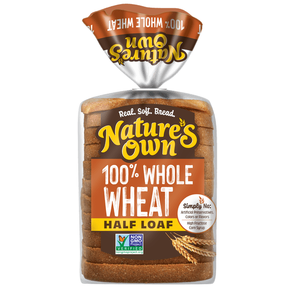 Nature's Own 100% Whole Wheat, Non-GMO Half Loaf Bread, Sandwich Bread, 10 oz Loaf