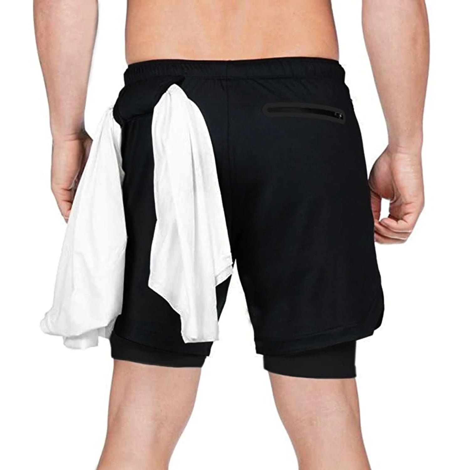 Mens 2 in 1 Compression Workout Shorts for Running