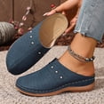 thumbnail image 2 of Stylago Womens Slip on Mules Slippers Closed Toe Wedge Sandals Casual Arch Support Slide Shoes Ladies Outdoor Walking Sandal Size 6.5 Blue, 2 of 7