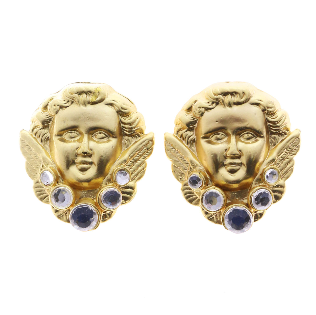 Mi Amore Crystal Accents Cherub Clip-On-Earrings Gold-Tone - image 1 of 2