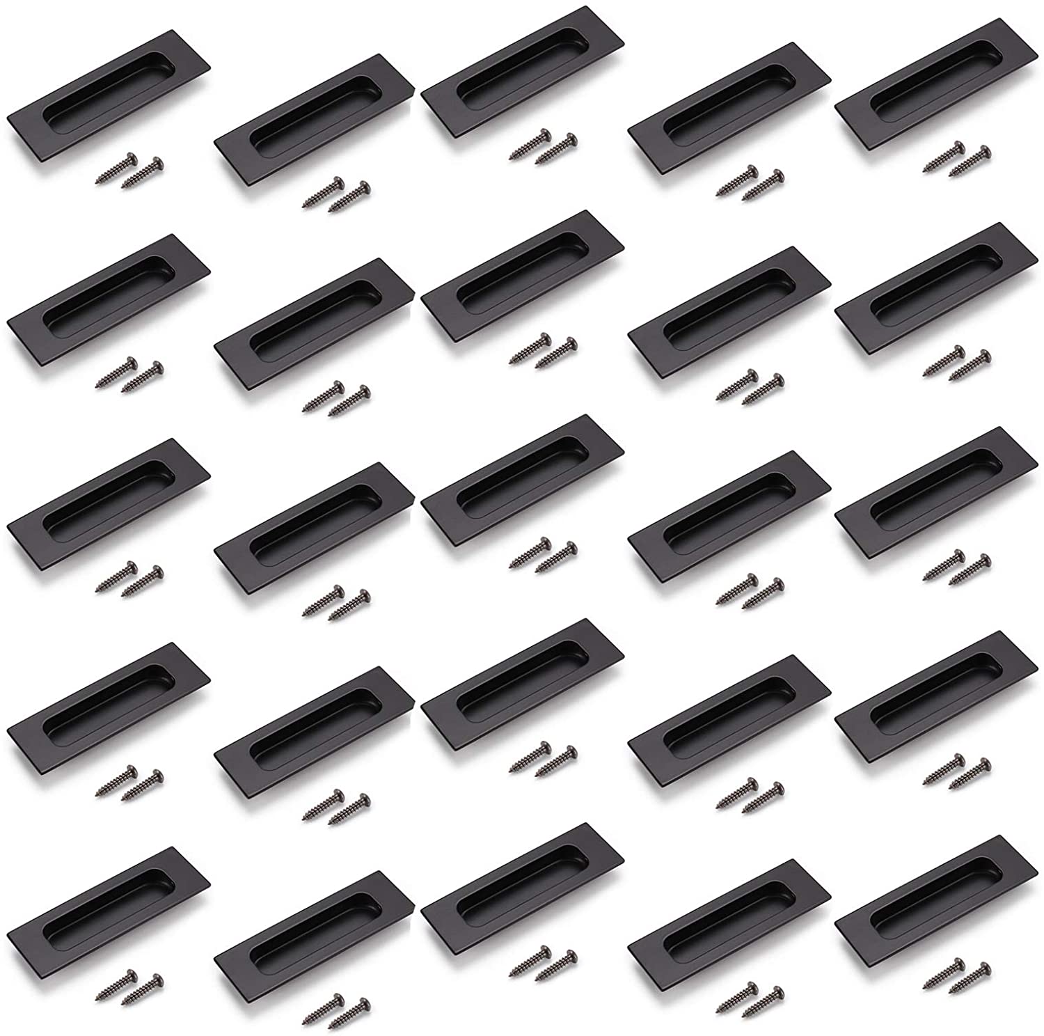 25 Pack Danhaei Square Recessed Flush Pulls Sliding Barn Door Handles