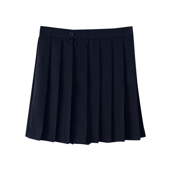 Odeerbi Teen Girls Solid Color Pleated Skirt Zip High Waisted School Uniform Skirt