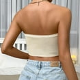 thumbnail image 7 of Wenyuyu Women's Tube Tops Strapless Sleeveless Ribbed Knit Off Shoulder Bandeaus Fashion Twist Knot Y2K Cropped Blouses Beige M, 7 of 7