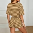 thumbnail image 4 of BOOMNY Womens 2 Peice Sets Striped Short Sleeve Tops Shorts Outfits for Women Summer Casual Matching Sets, 4 of 5