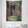 thumbnail image 1 of Country Decor Tapestry, House with Open Windows inside Forest View Brick Wall with Ivy Rural Print, Wall Hanging for Bedroom Living Room Dorm Decor, 60W X 80L Inches, Multicolor, by Ambesonne, 1 of 2