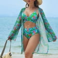 thumbnail image 2 of Trajes de Baño de Bikini de Mujer con Correas Impresas V Sexy Split Set de Tres Piezas, Diseño de Corte Alto para la Piscina de Playa Y las Vacaciones de Verano, 2 of 9