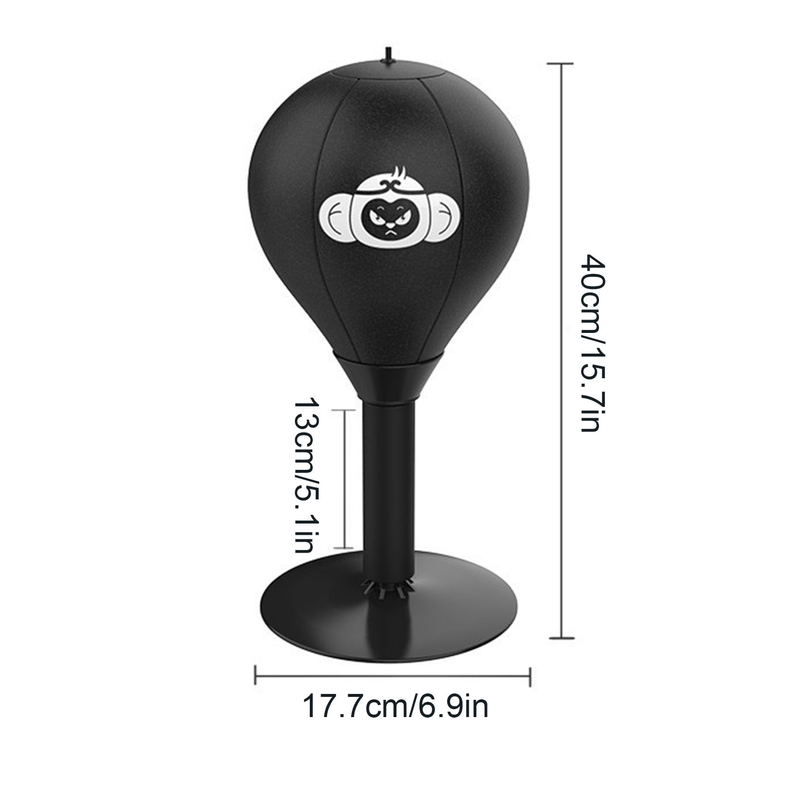 Desktop Punching Bag - Reflex Stress Relief & Tension Toy for Office/Home Workout, Heavy Duty Boxing Exercise Ball with Suction Cup Base, Fun Gifts for Kids, Adults & Coworkers black