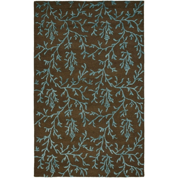 SAFAVIEH Soho Azalea Floral Wool Area Rug, Brown/Light Blue, 5' x 8'