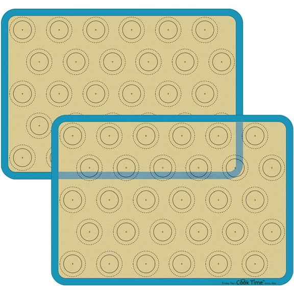 Macaron Silicone Baking Mat - Set of 2 Non Stick Silicon Macaroon Baking Sheet Cookie Liner(BPA Free/Reusable/Half Sheet),Perfect Cooking Kit for Macarons,Pastry,Cake and Bread Making (Blue)
