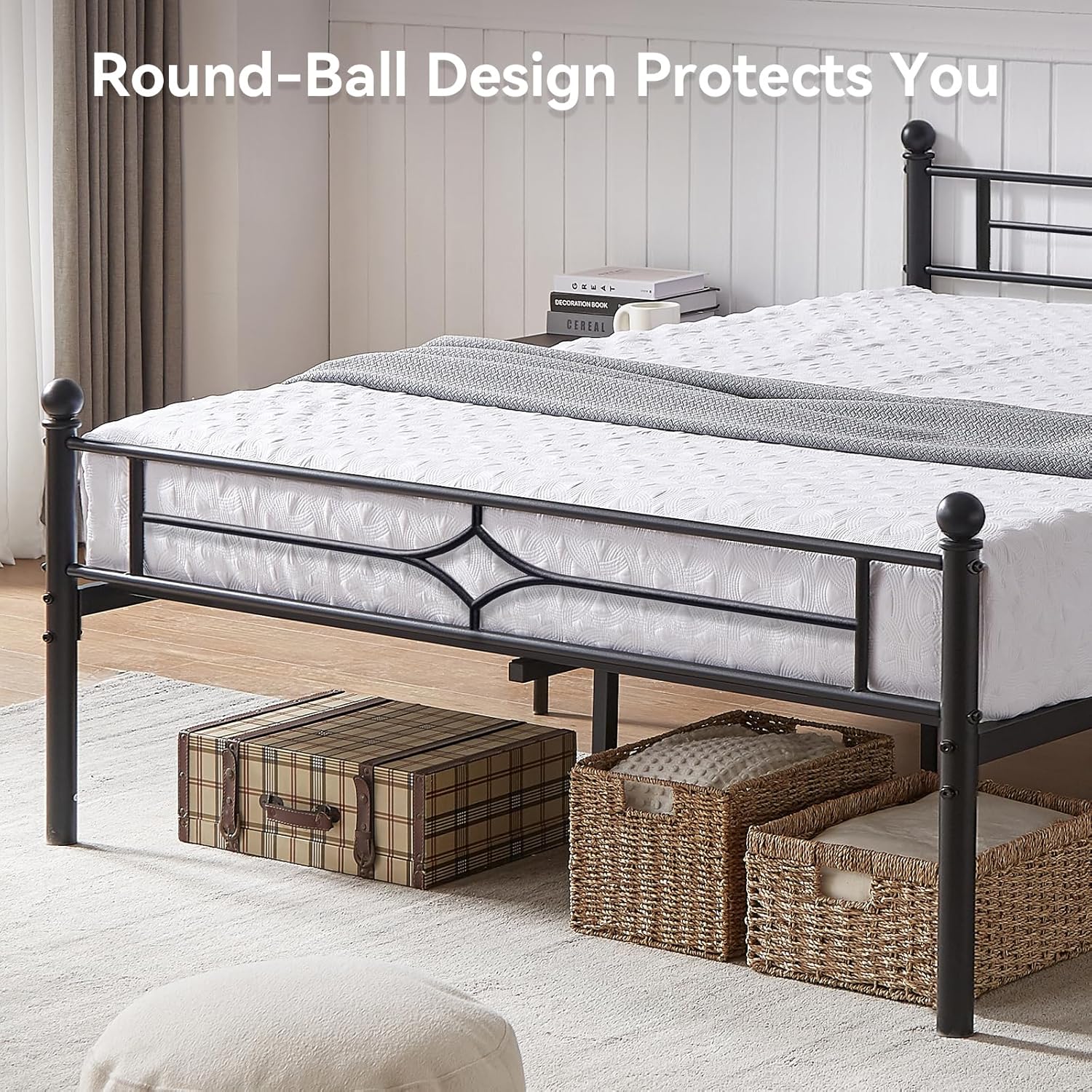 Sailvan Queen Bed Frame with Headboard, Black photo 8