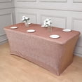 thumbnail image 6 of BalsaCircle 6 feet Rose Gold Fitted Spandex Rectangular Tablecloth Metallic Tinsel Table Cover Party Events Decorations, 6 of 8