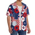 thumbnail image 2 of Fuzoiu American Stars2 Print Men's Casual Short,Men's Short Sleeve Shirt,Mens Casual Button Down Shirts,Cuban Collar Summer Shirt for Beach, Vacation, and Outdoor Activities-X-Large, 2 of 5