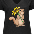 thumbnail image 4 of Inktastic Cute Chipmunk with Sunflower Women's Plus Size V-Neck T-Shirt, 4 of 5