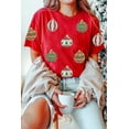thumbnail image 2 of Women's Red Sequin Striped Graphic Tee – Casual Christmas Day Style with Short Sleeves | 3XL, 2 of 5