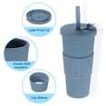 thumbnail image 3 of Reusable Boba Cups with Lid and Straw, 24 Oz Insulated Acrylic Tumbler Cups (Haze Blue), 3 of 6