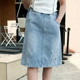 thumbnail image 5 of KAUOD Girls Midi Denim Skirt Elastic High Waisted Straight Skirt with Pockets Y2K Kids Holiday Outdoor Casual Dress, 5 of 6