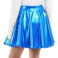 thumbnail image 5 of EnJoCho Girls Metallic Skater Skirt Sparkly Shiny Flared Elastic Waist A-Line Min𝗂 Skort for Girls Solid Trendy Casual Teenage Square Neck Flowy Sundress, 5 of 6