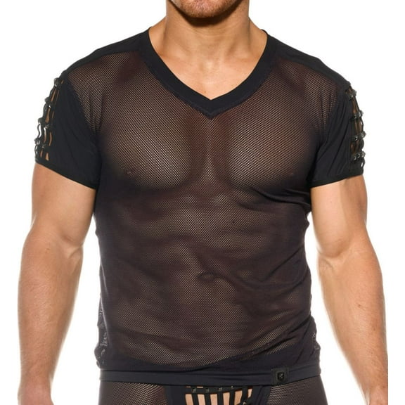 Men's Gregg Homme 200407 Muzzle Caged Sheer T-Shirt (Black XL)