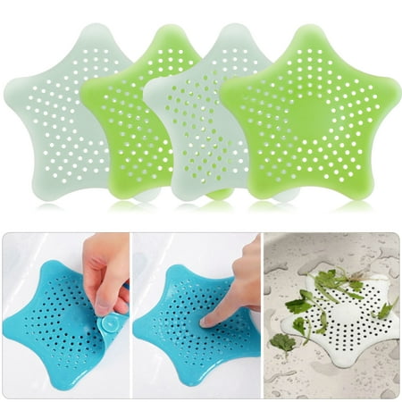 Filter Drain Plug TSV Bathroom Drain Hair Catcher Bath Stopper Plug Sink Strainer Filter Shower Covers (Green+Teal Green, 4Packs) ()