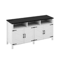 thumbnail image 5 of Hassch Farmhouse Buffet Sideboard with Charging Station, 59" Storage Cabinet with Adjustable Shelves & 4 Barn Doors, Coffee Bar Cabinet for Dining Room, Living Room, Entryway, Hallway, White+Black, 5 of 10