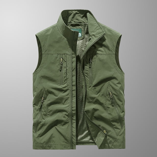 Jackets for Men, Work Jackets for Men, Mens Quick-Drying Work Clothes Jacket Solid Color Stand-Up Collar Zipper Waistcoat