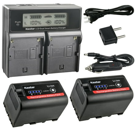 Kastar 2-Pack Battery and AC LCD Dual Fast Charger Compatible with Sony HD422 PHU-60K PXW-FS5 PXW-FS5K PXW-FS5M2 PXW-FS7 PXW-FS7K PXW-FS7M2 PXW-FS7M2K PXW-FX6 ILME-FX6 PXW-FX9 XDCAM PXW-FX9K Camera