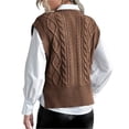 thumbnail image 3 of Women V Neck Sweater Vest Sleeveless Knit Solid Casual Ribbed Preppy Pullover Tops, 3 of 4