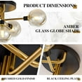 thumbnail image 3 of KCO Lighting 5-Light Mid-Century Modern Glass Globe Semi Flush Mount Ceiling Light, Black and Gold Ceiling Lamp, 3 of 9