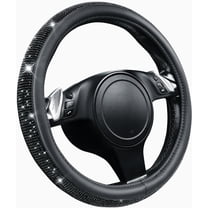 RUseeN Valleycomfy Steering Wheel Cover for Women Men Bling Bling Crystal Diamond Sparkling Car SUV Wheel Protector Universal Fit 15 Inch (Black with Black Diamond, Standard Size(14"1/2-15")