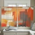 thumbnail image 4 of Burnt Orange Brown Semi Sheer Curtains 54 Inch Length 2 Panels Set, Farmhouse Ombre Abstract Mottled Art Sheer Kitchen Curtain Privacy Voile Window Curtain for Living Room Bedroom Rod Pocket Drapes, 4 of 7