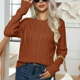 thumbnail image 4 of Fnooota Sweaters for Women, Long Sleeve Crew Neck Lightweight Knit Pullover Tops Brown Size M, 4 of 6